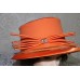Midnight Velvet Orange Hat Church  WEDDING  SATIN STYLE sz 7 1/2"  eb-56428774